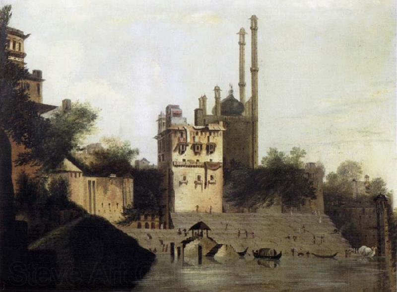 unknow artist View of Benares with Aurangzeb-s Mosque Spain oil painting art